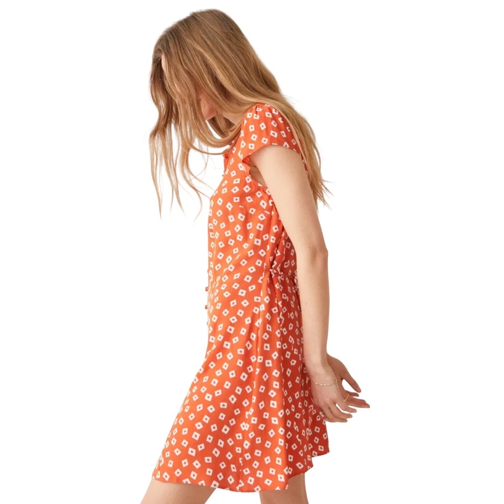 & Other Stories Orange Diamond Print Button Front Midi Dressโ Size 4